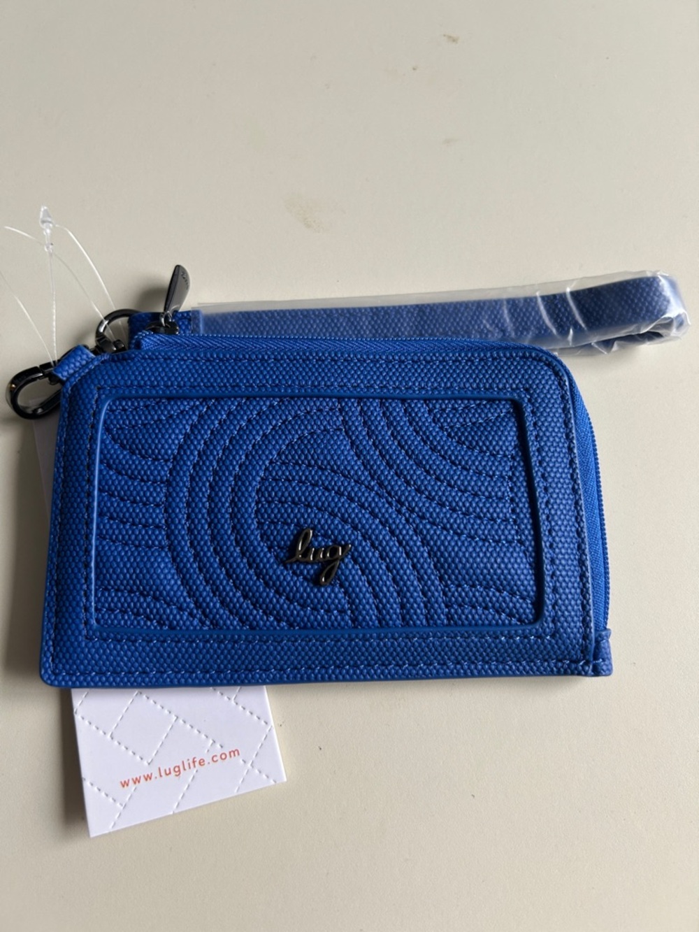 LUG TWIRL MATTE LUXE RFID WRISTLET CARD WALLET SAPPHIRE BLUE NWT